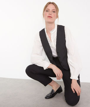 Picture of ABEL BLACK STRIPED SLEEVELESS WAISTCOAT